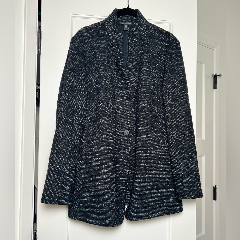 Eileen Fisher Black Long Tweedy Jacket (Large)